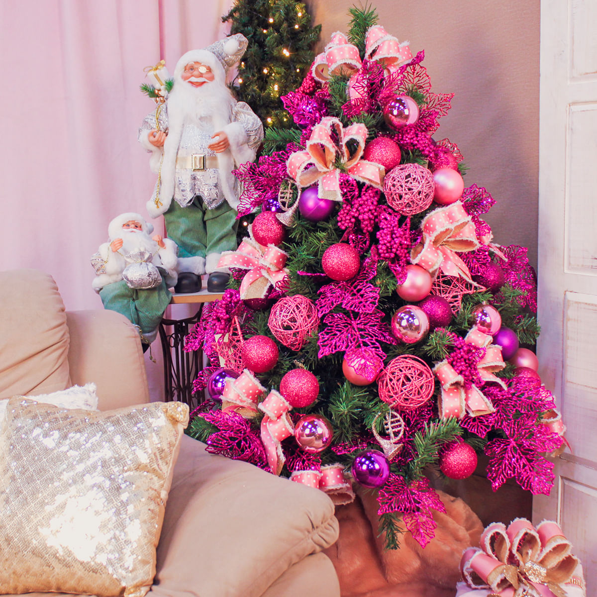 arvore natal rosa vs branca qual escolher