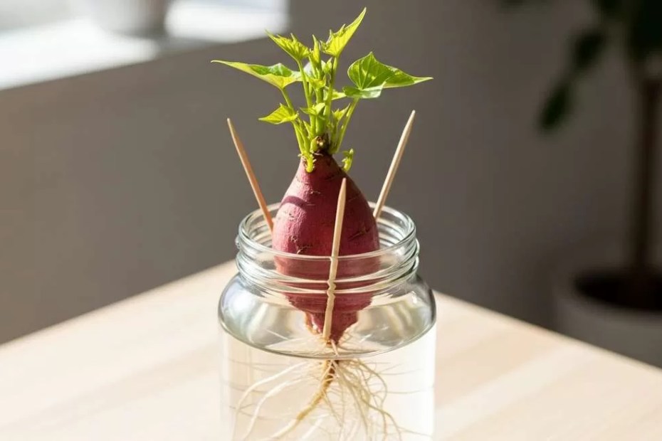 planta de batata doce em casa
