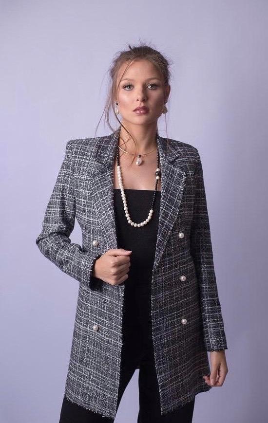 blazer tweed feminino