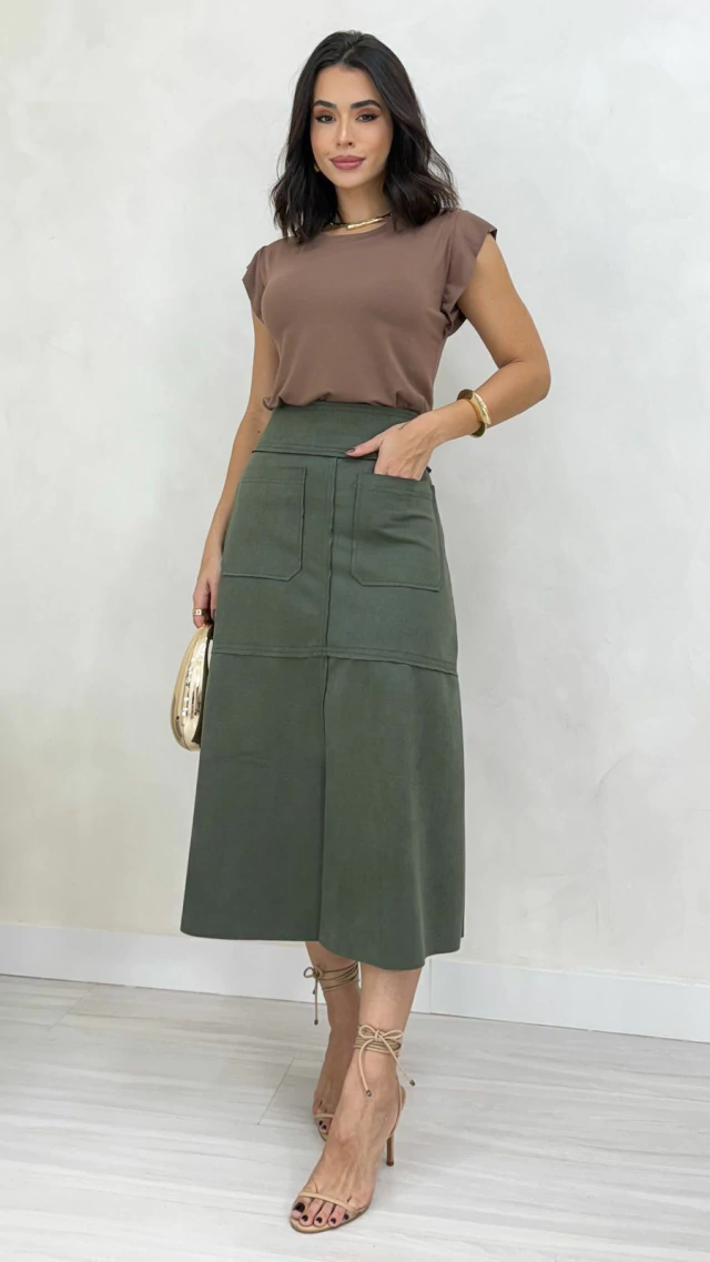 look com blusa verde militar
