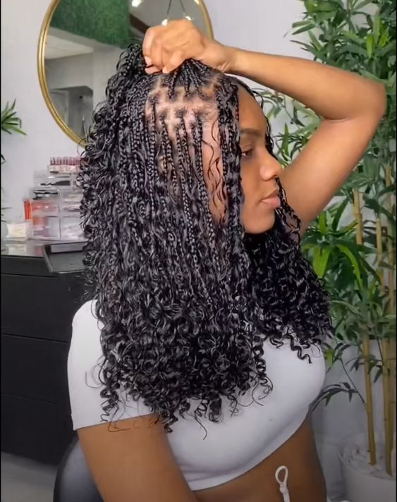 box braids com cachos