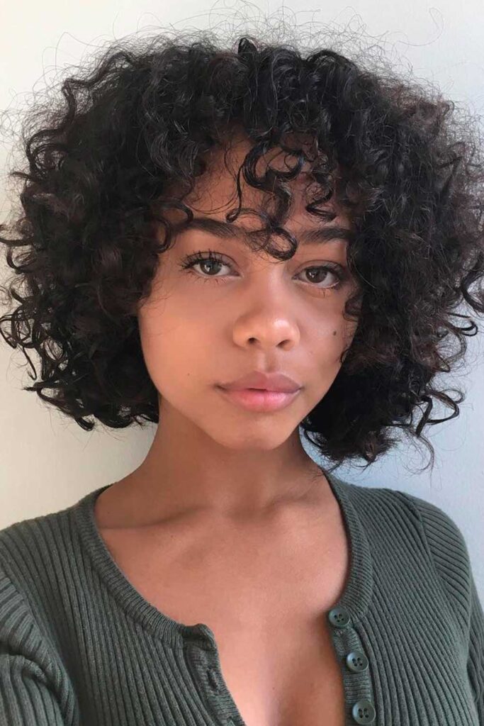 franja para cabelo cacheado tipo 3