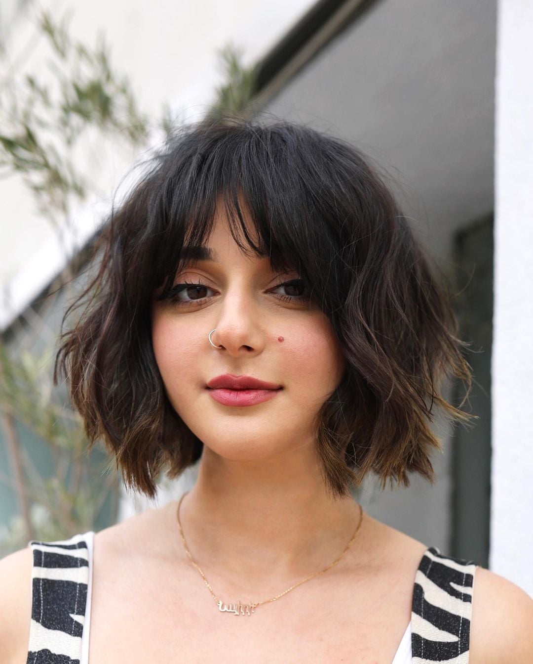 cabelo curto long bob com franja