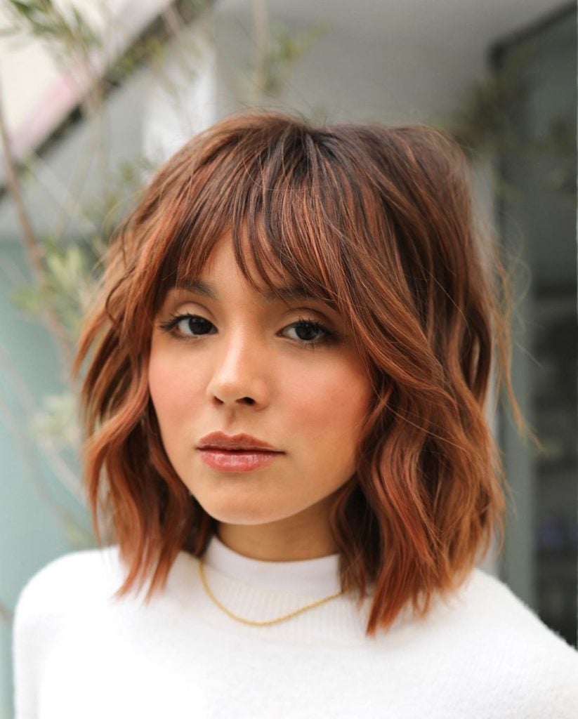 inspiração long bob com franja para todos os rostos