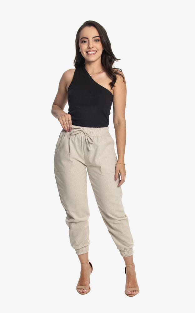 calça jogger feminina couro