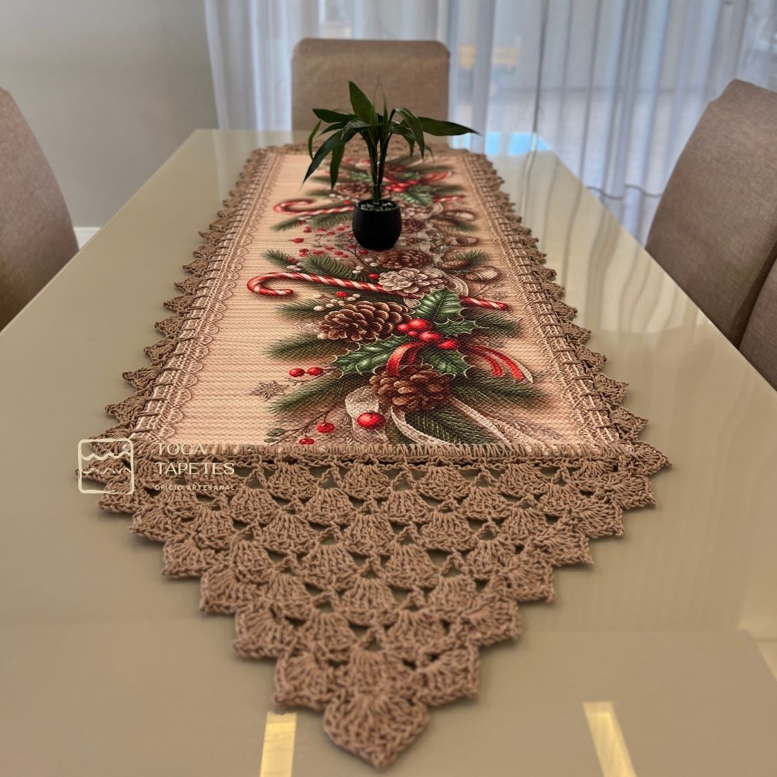 caminho de mesa de crochê novo