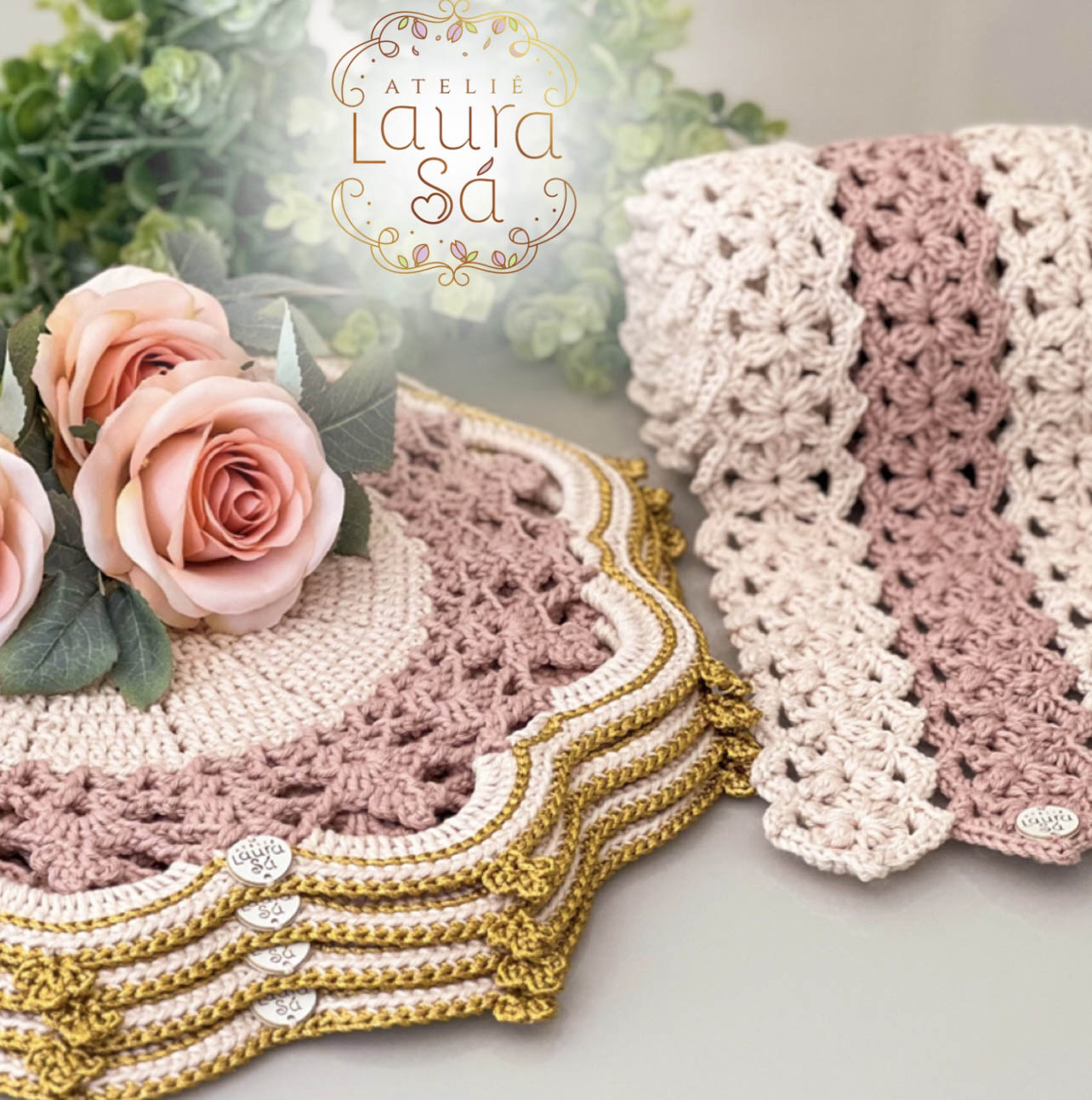 caminho de mesa de crochê novo