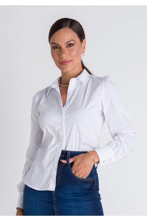 camisa branca cropped feminina