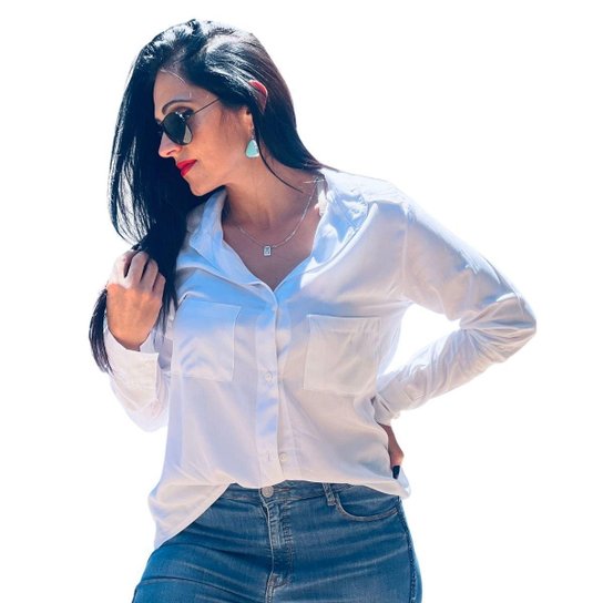 camisa branca bordada feminina