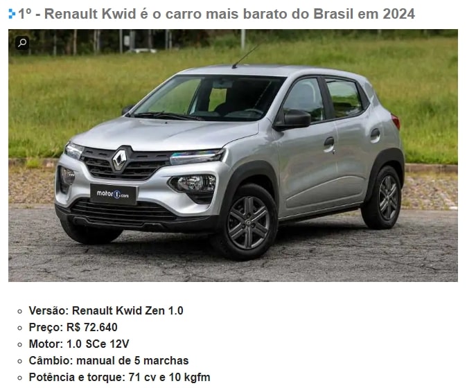 Comparativo: Renault Kwid vs. Fiat Mobi no Programa do Governo