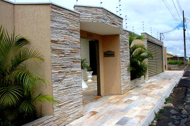 muro com porcelanato amadeirado