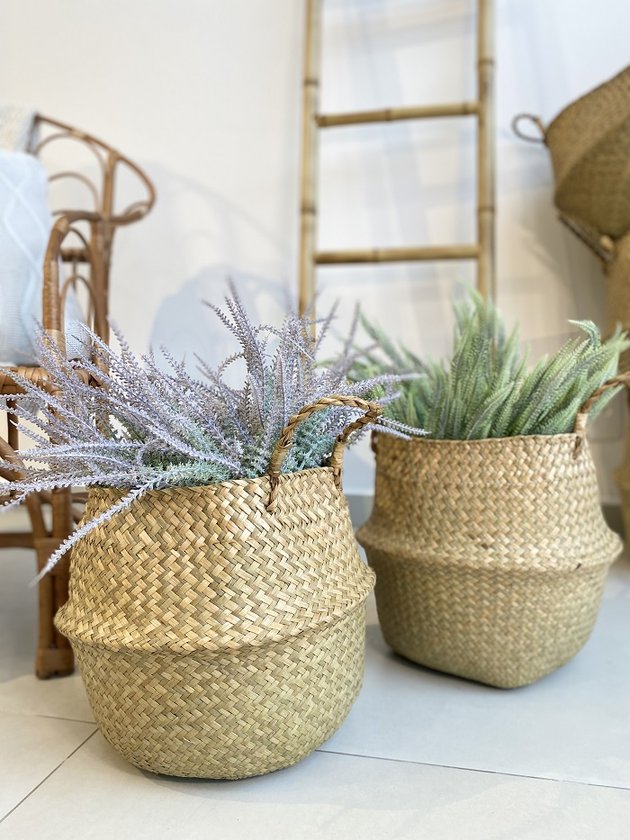 cesta de palha para plantas