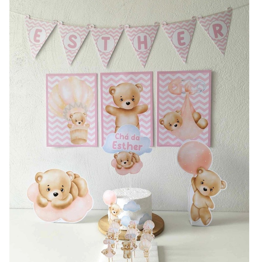 decoração chá de bebê menina minimalista