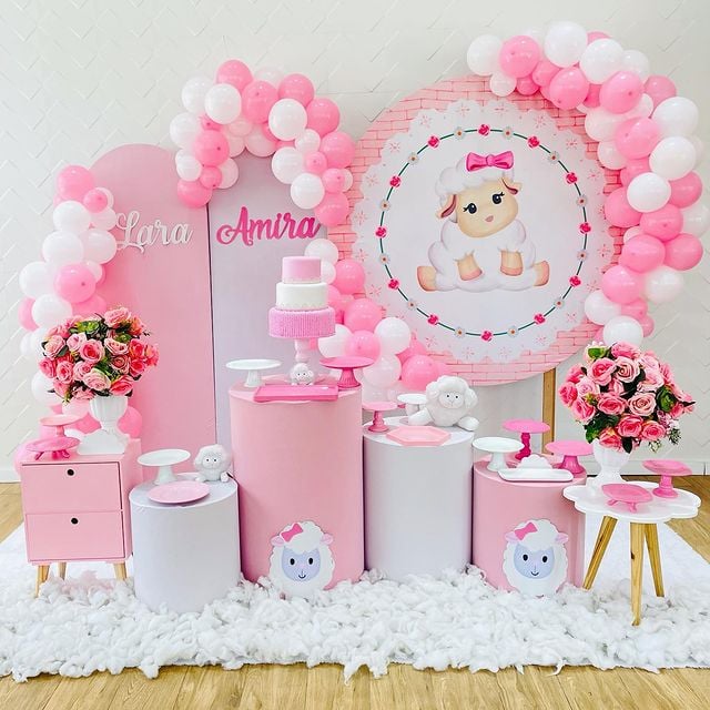 decoração chá de bebê menina tema nuvens