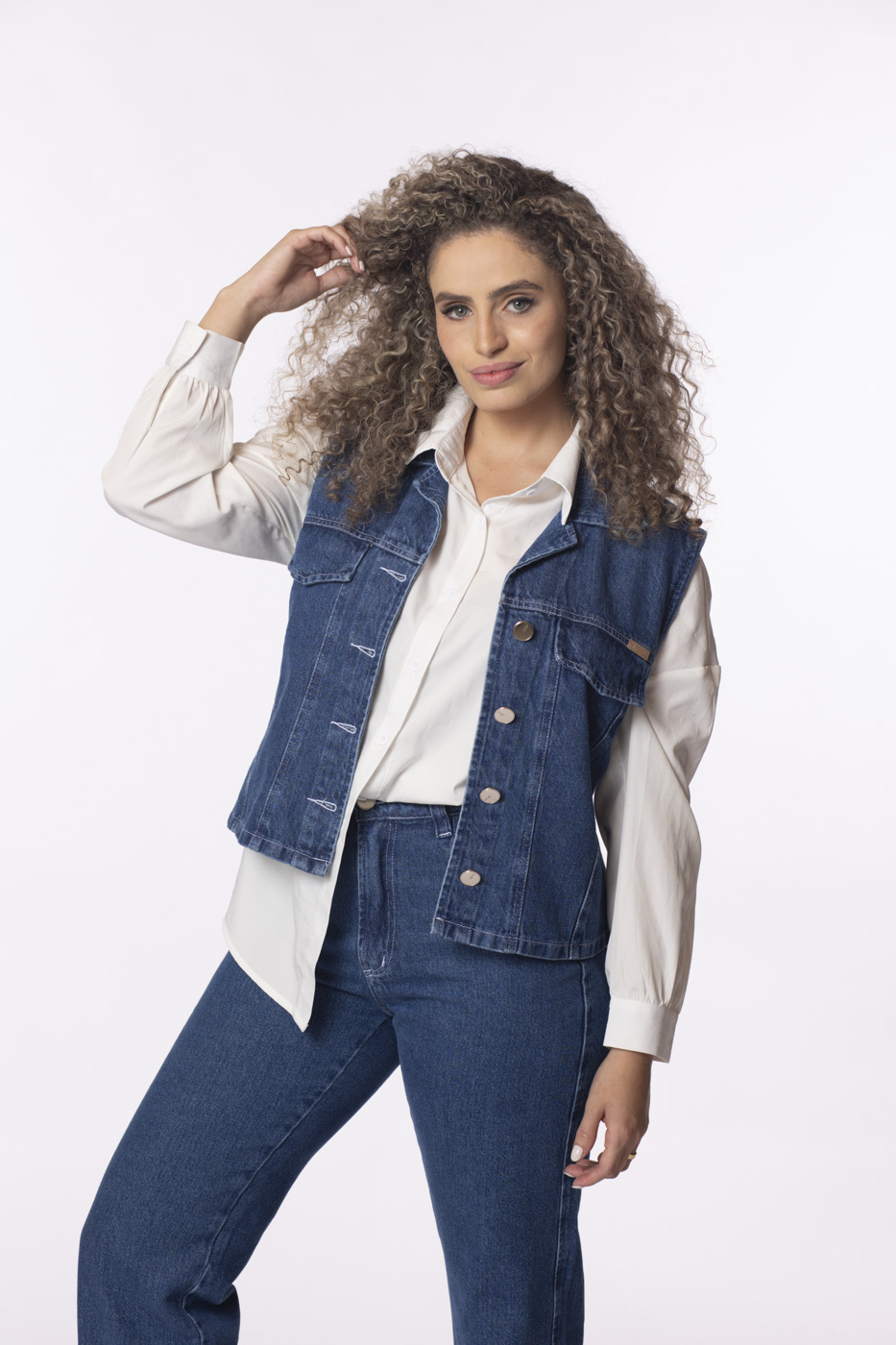 colete jeans feminino