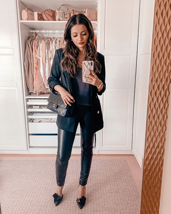 como combinar blazer oversized com legging preta