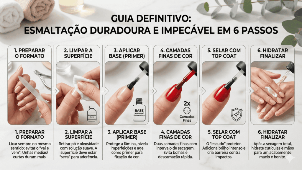 erros comuns que fazem o esmalte descascar rápido
