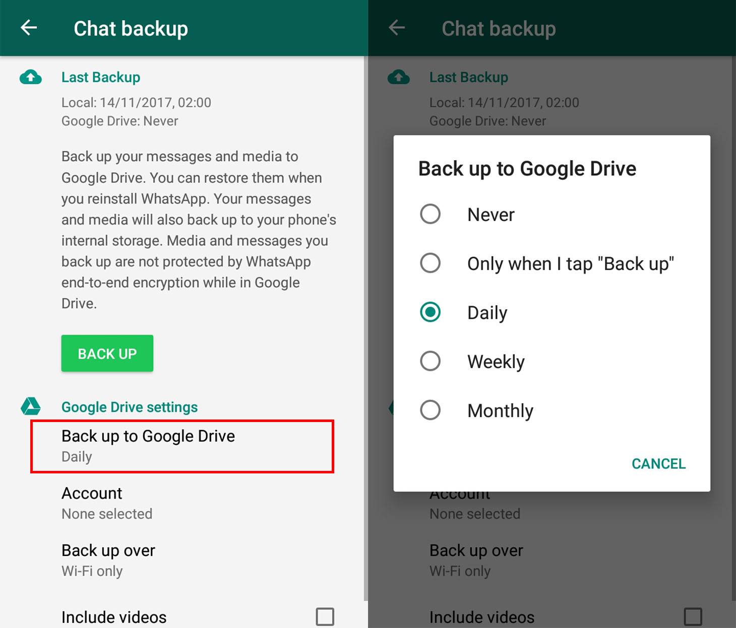 como fazer backup do whatsapp no google drive