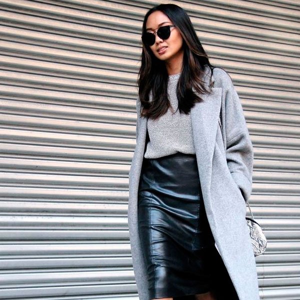 como não passar frio com saia de couro no inverno