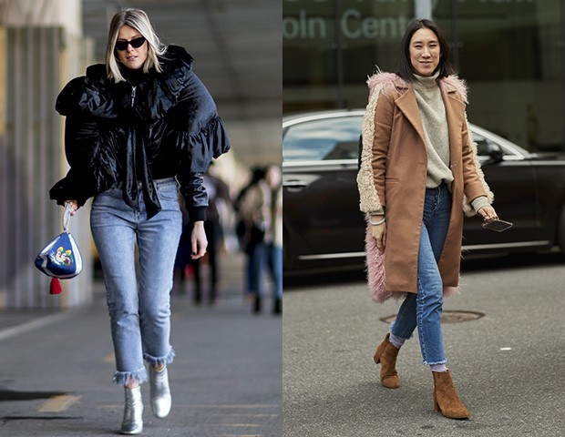 bota cano curto e calça flare