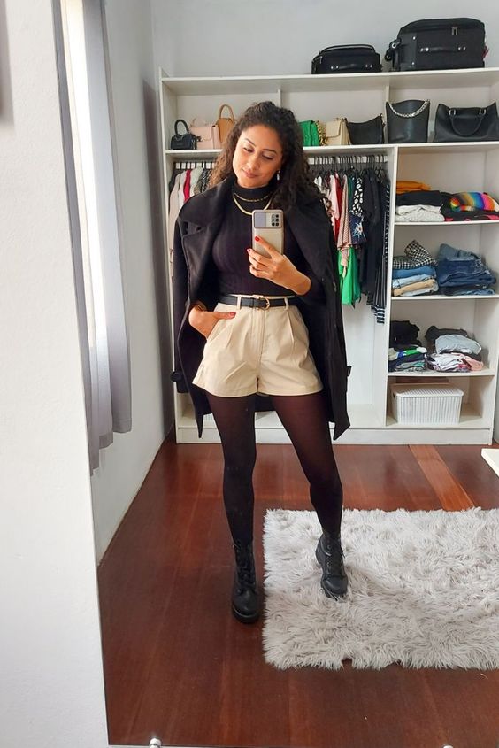bota cano curto com vestido