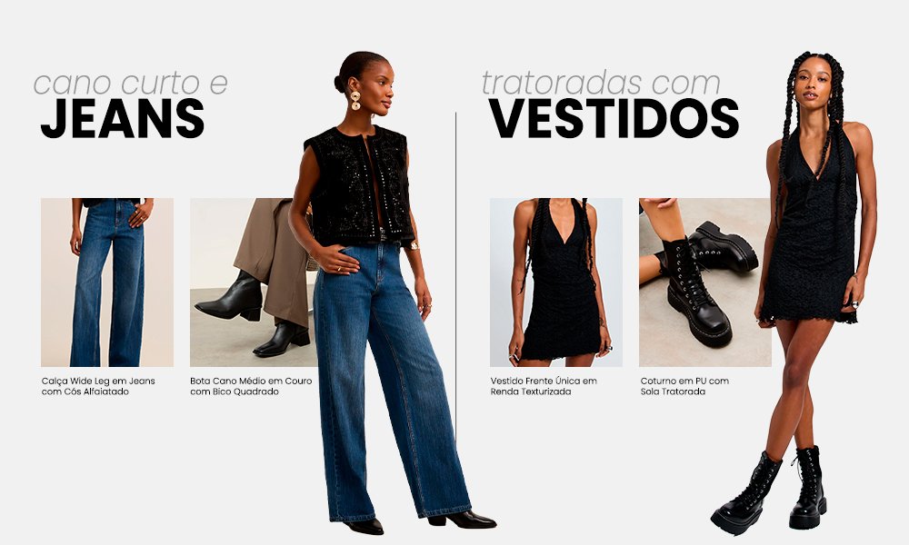 bota cano curto com vestido