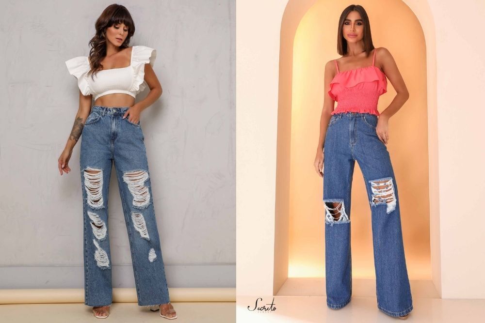calça wide leg casual