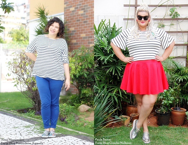 erros ao combinar calça vermelha e blusa listrada