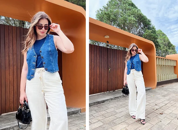 20 ideias looks colete jeans