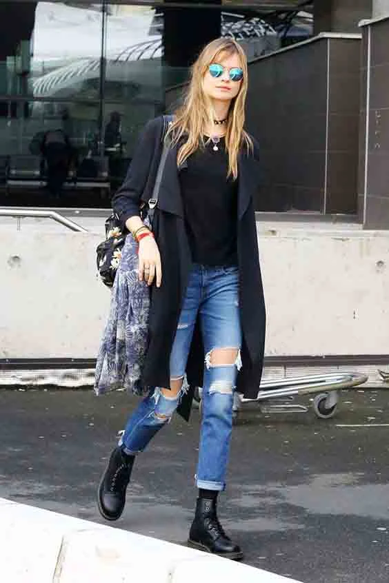 looks com coturno e mom jeans