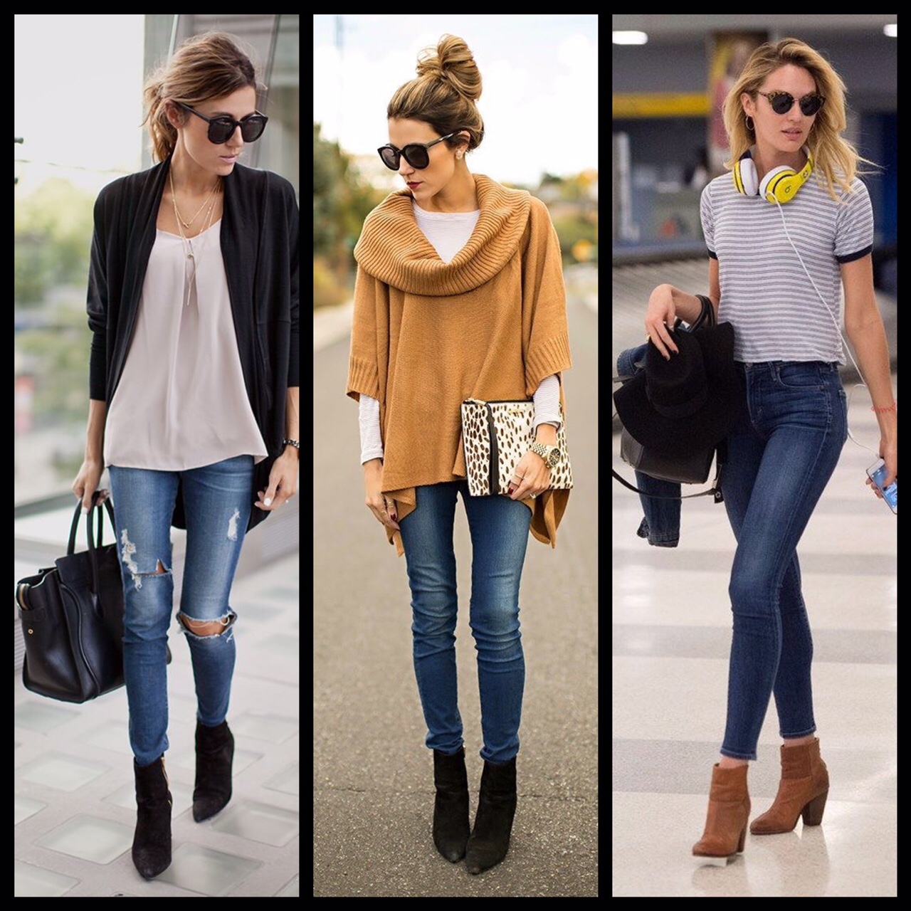 coturno preto com calça jeans