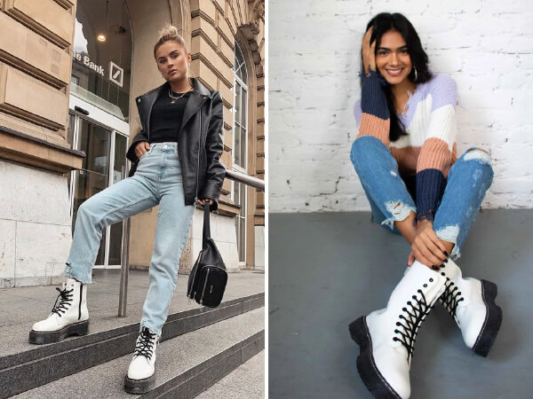 coturno marrom com calça jeans