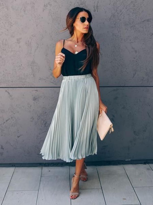 inspiração looks saia plissada midi