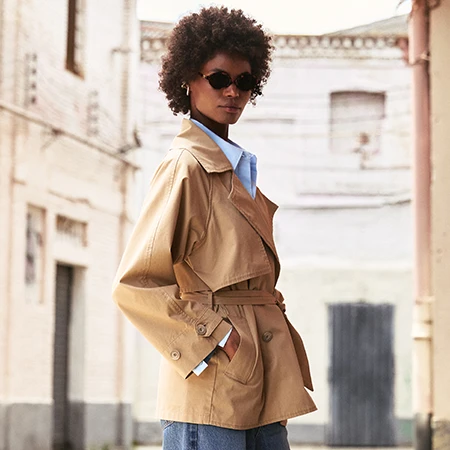 Trench coat bege com cinto