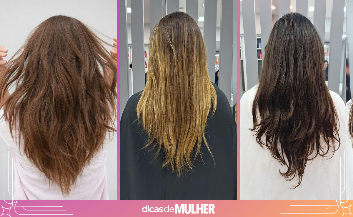 corte em V cabelo longo