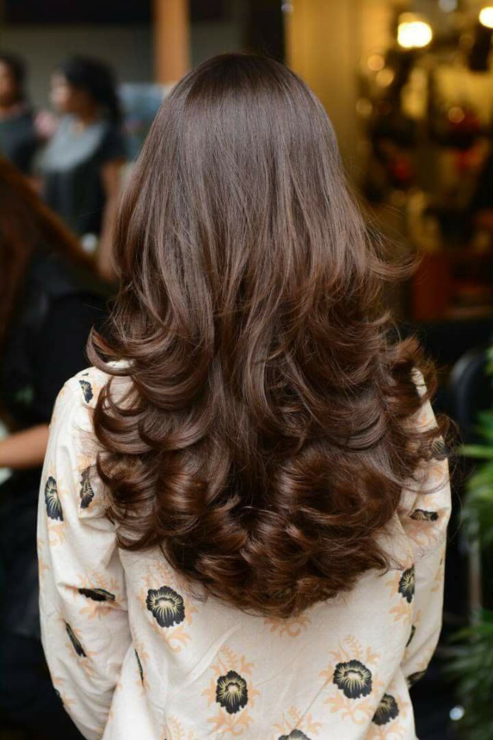 inspiração corte cabelo longo ondulado camadas