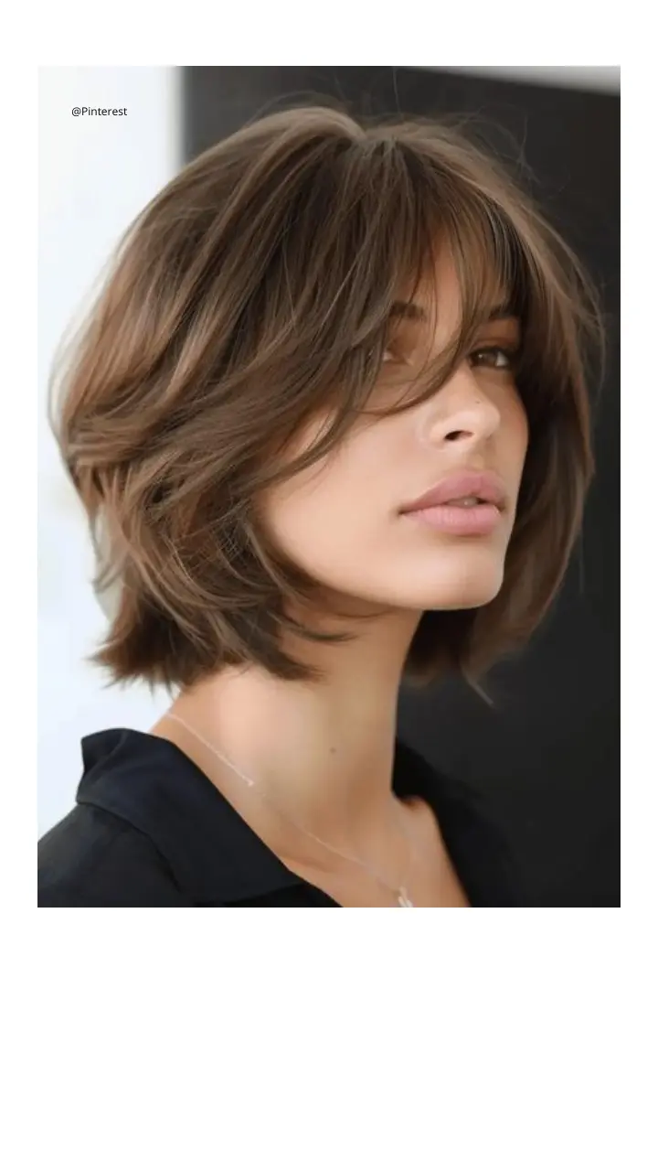 corte de cabelo médio com franjão