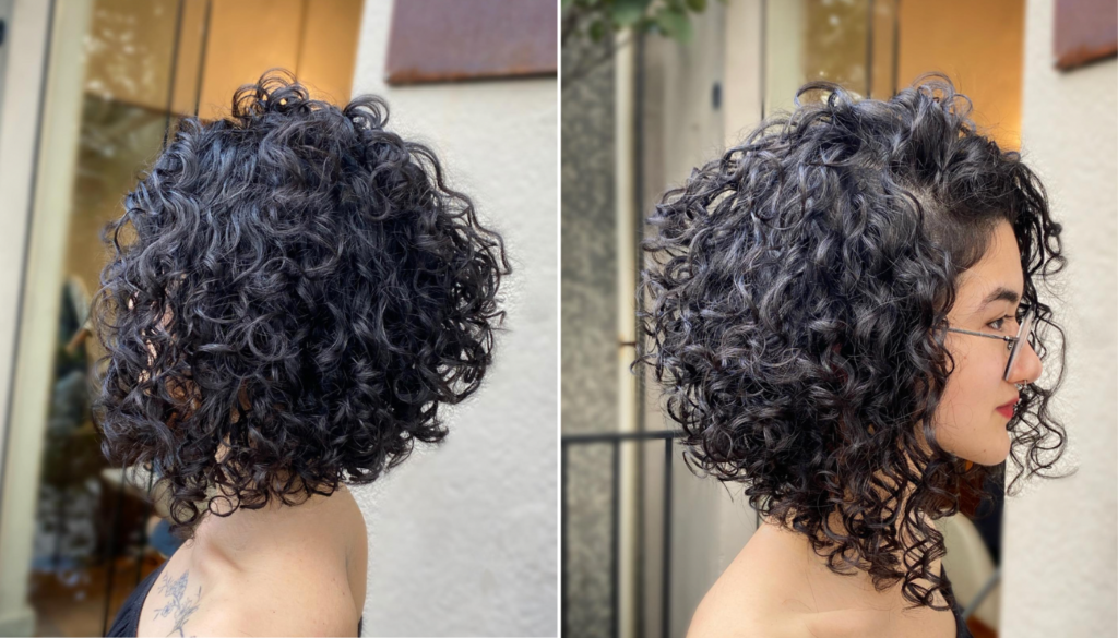 como cortar cabelo cacheado em u
