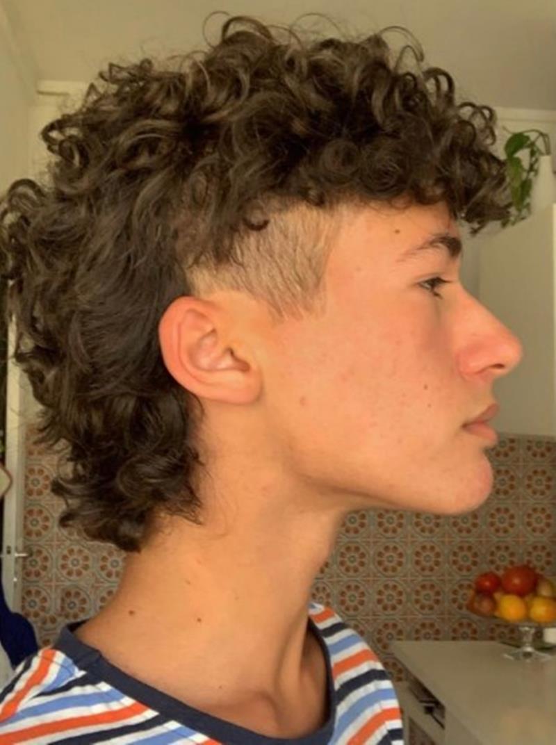 mullet cacheado masculino