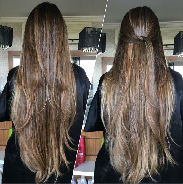 corte em u cabelo fino longo