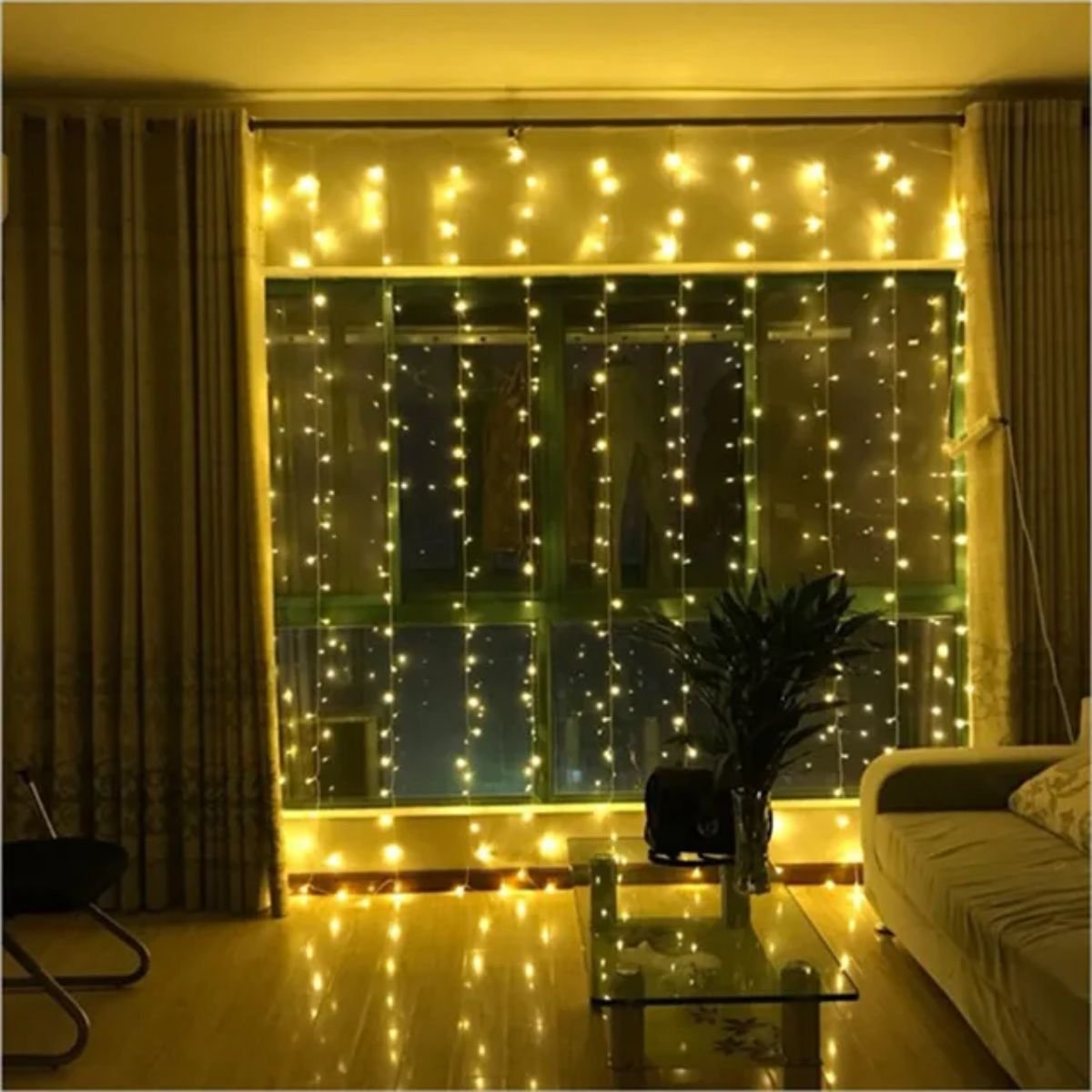 Cortina de LED com diferentes modos de iluminação