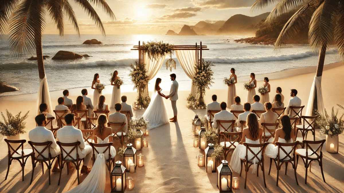 custo decoração casamento praia simples barato