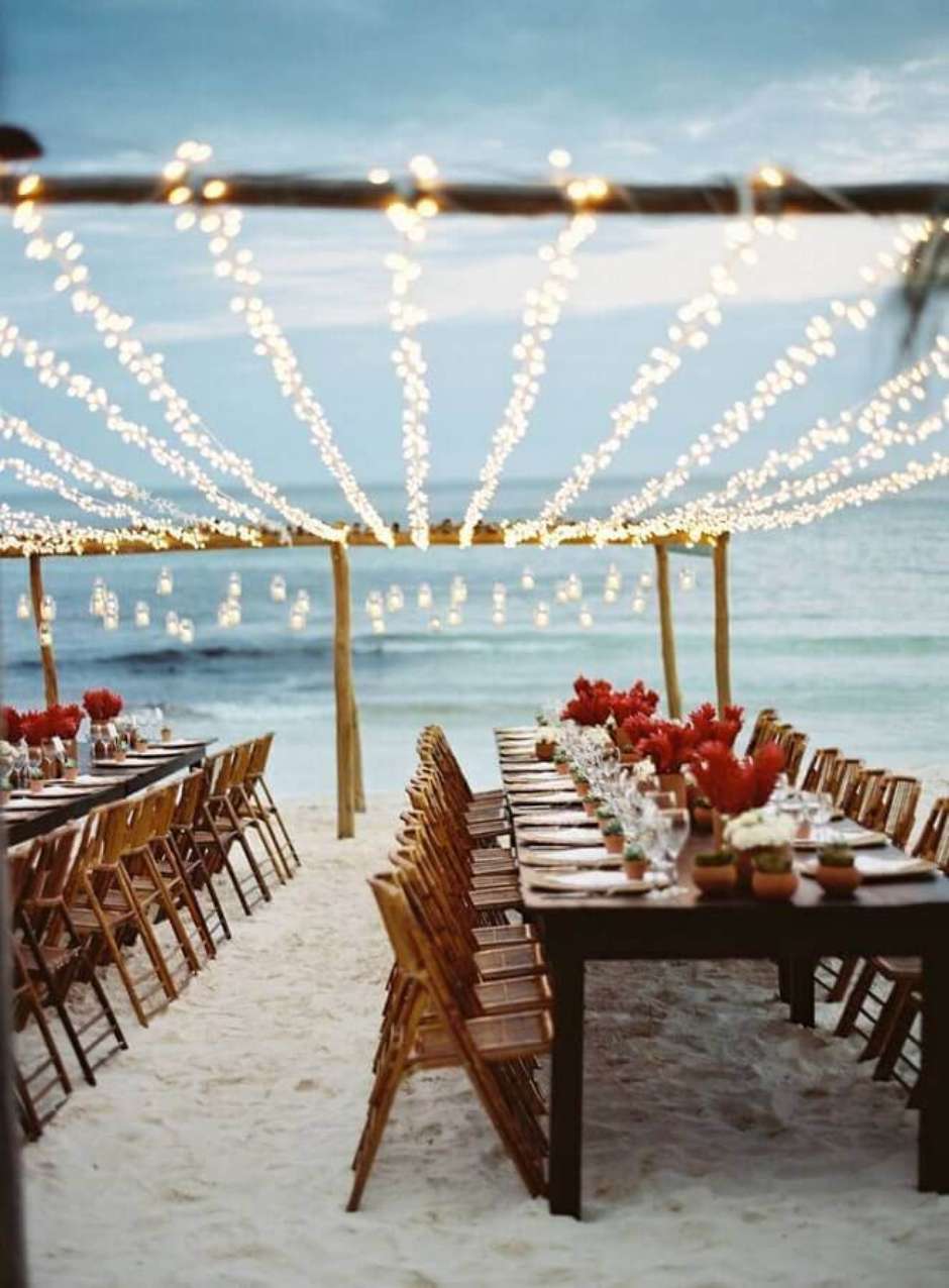 custo decoração casamento praia simples barato