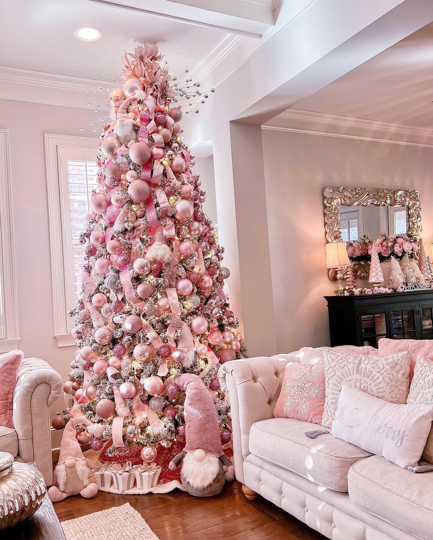 decoracao arvore natal rosa rose gold