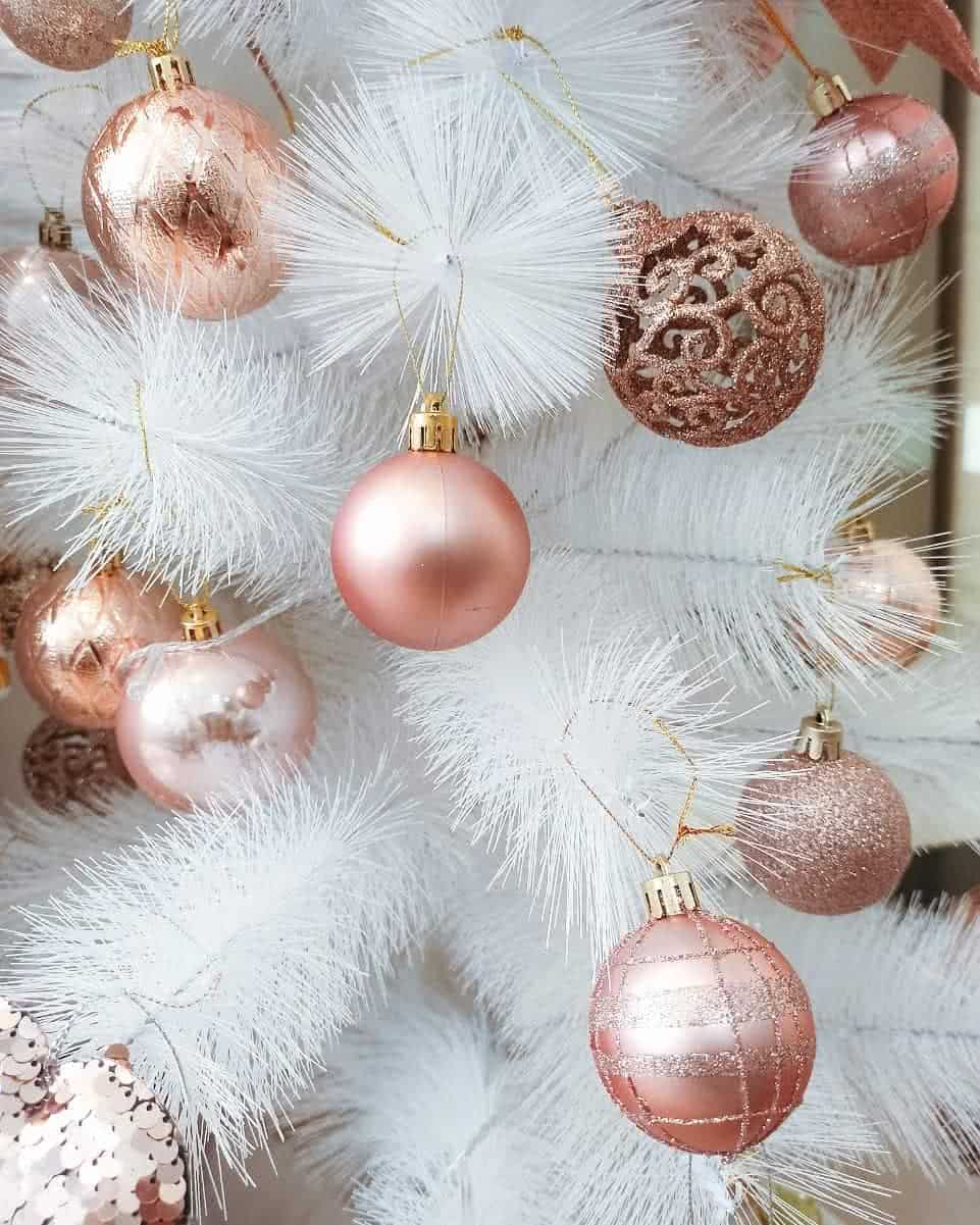 decoracao arvore natal rosa rose gold