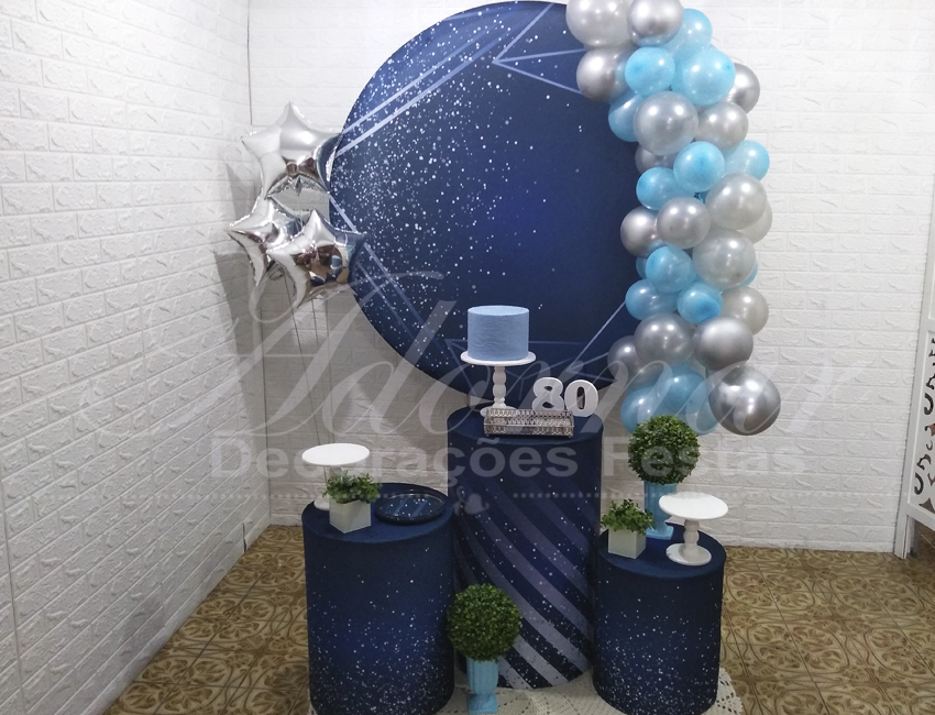 decoração sala azul e prata masculina