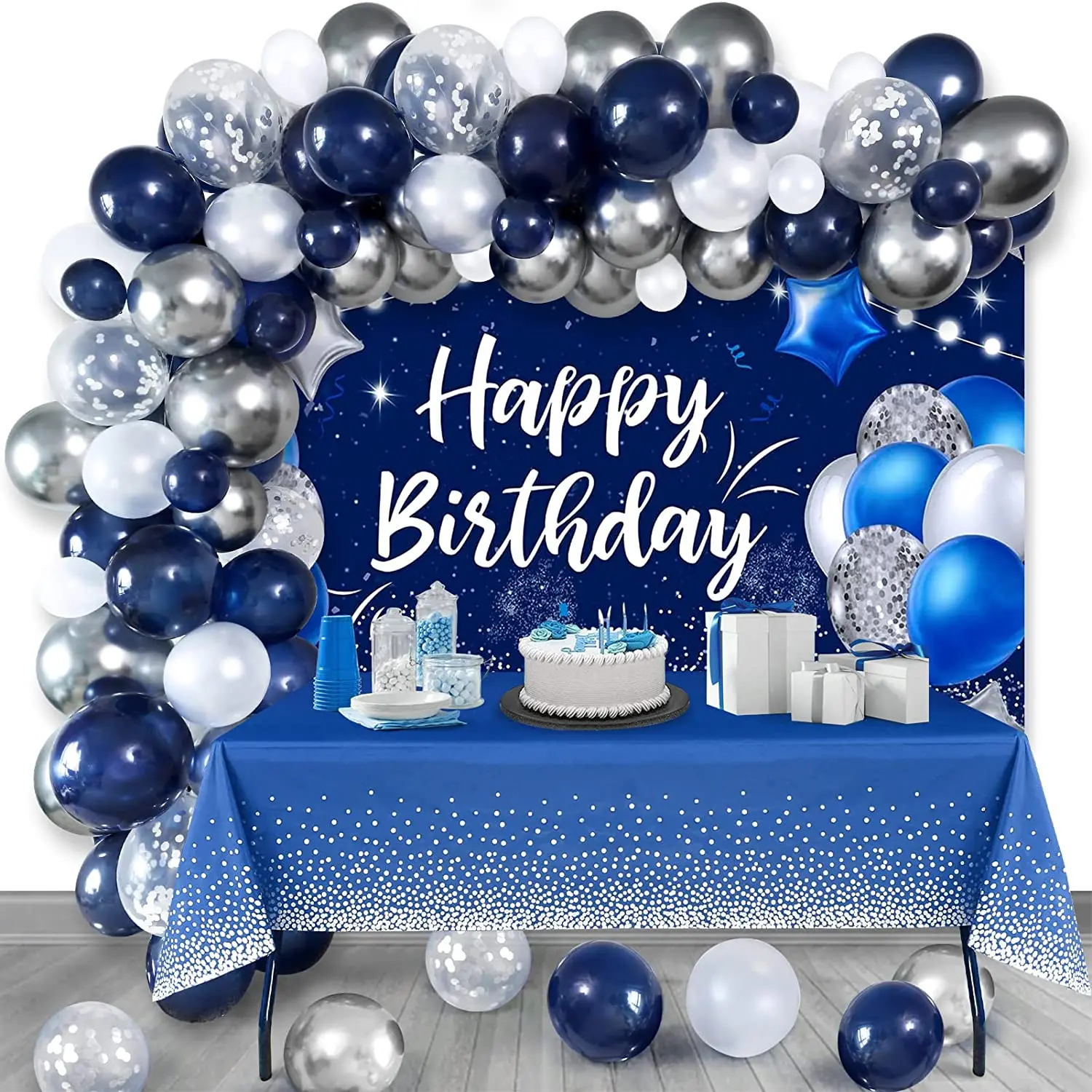 decoração de aniversário masculino azul e prata