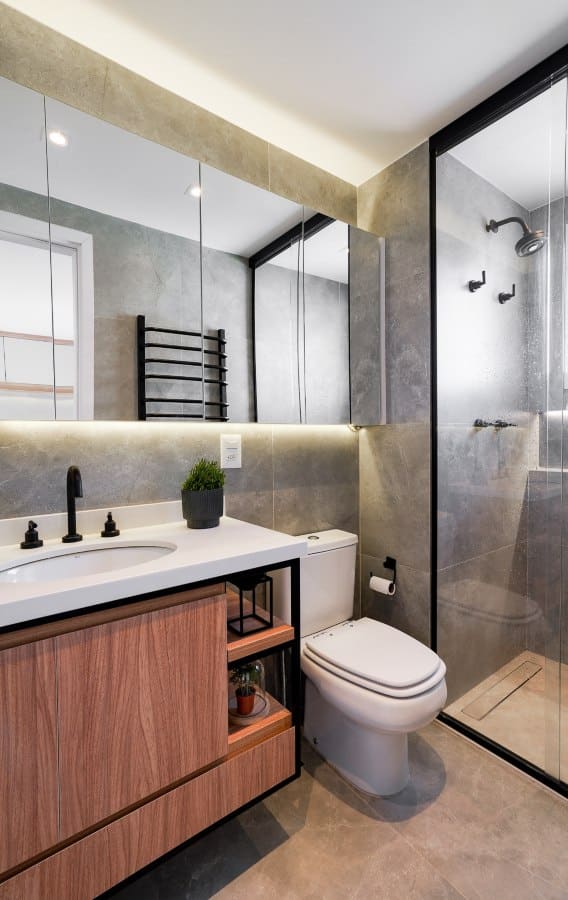 ideias decoração banheiro apartamento pequeno moderno