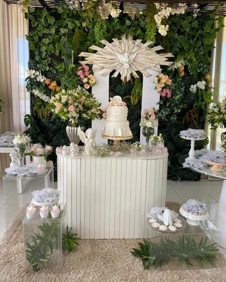 decoração batizado menina tons pastéis