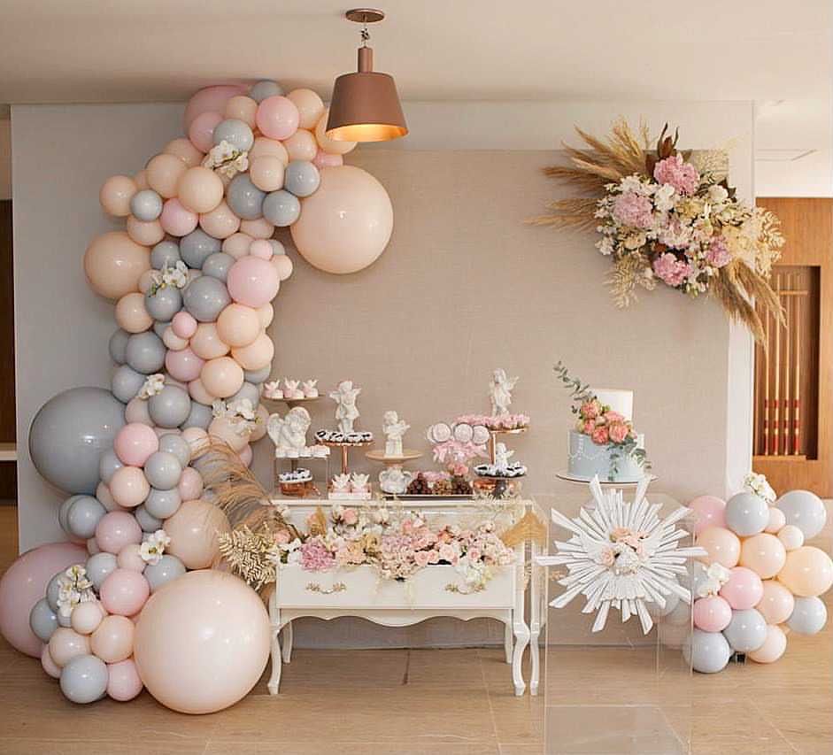 decoração batizado menina tons pastéis